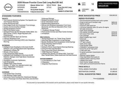 2026 Nissan Frontier SV