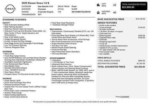 2025 Nissan Versa 1.6 S