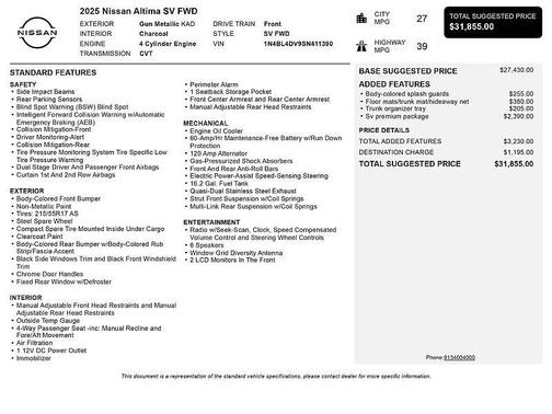 2025 Nissan Altima SV FWD