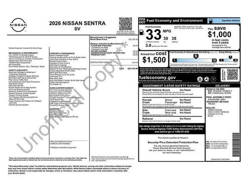 Scarlet Ember Tintcoat 2026 Nissan Sentra SV