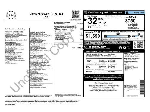 Atlantic Gray Metallic 2026 Nissan Sentra SR