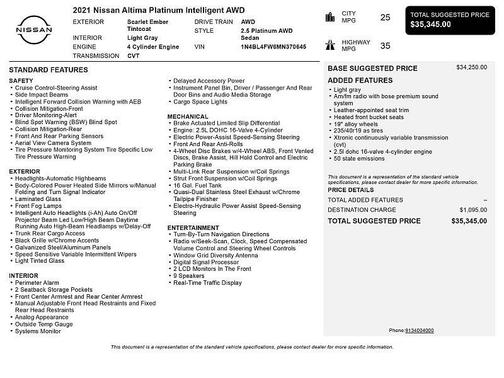 2021 Nissan Altima Platinum Intelligent AWD