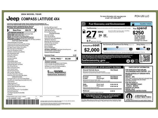 Hydro Blue Pearlcoat 2024 Jeep Compass Latitude