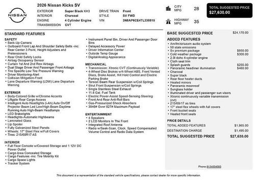 2026 Nissan Kicks SV