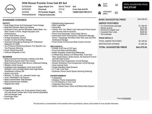 2026 Nissan Frontier SV