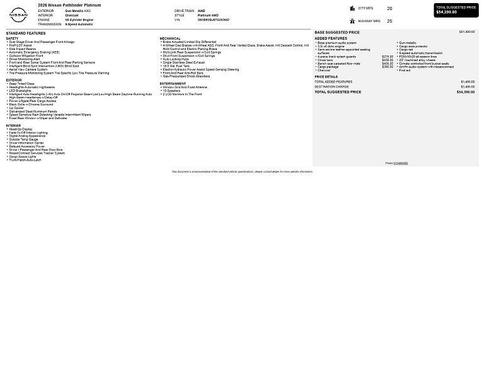 2026 Nissan Pathfinder Platinum