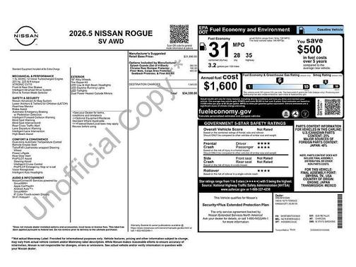 Gun Metallic 2026 Nissan Rogue SV