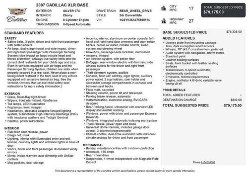2007 Cadillac XLR Base