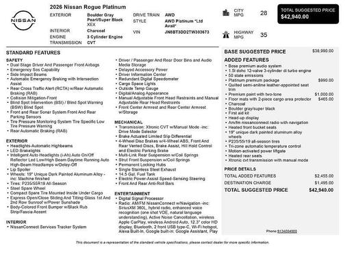 2026 Nissan Rogue Platinum