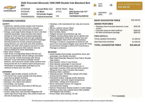 Summit White 2020 Chevrolet Silverado 1500 WT