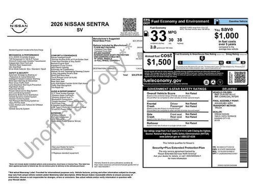 2026 Nissan Sentra SV