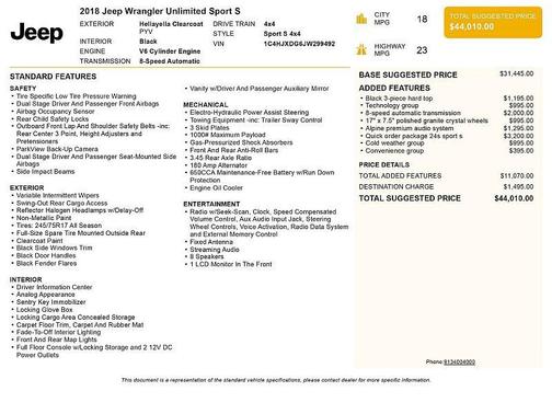 2018 Jeep Wrangler Unlimited Sport