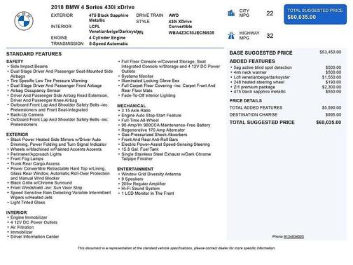 Black Sapphire Metallic 2018 BMW 430 i xDrive