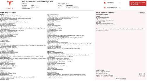 2019 Tesla Model 3 Standard Range Plus