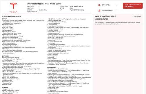 2023 Tesla Model 3 Standard Range