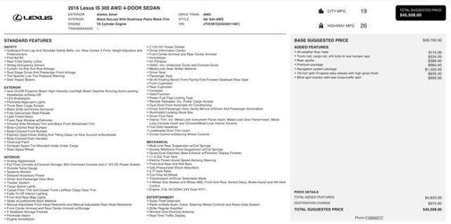 2016 Lexus IS 300 Base