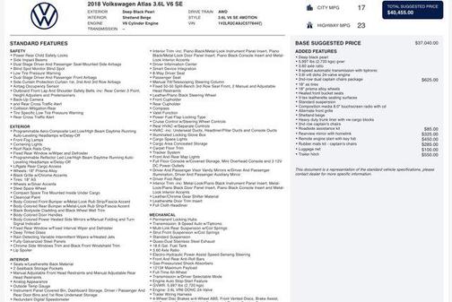 2018 Volkswagen Atlas 3.6L SE