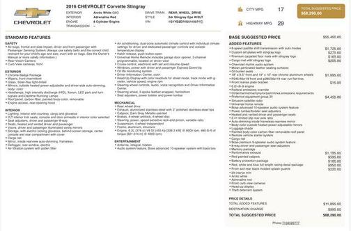 2016 Chevrolet Corvette Stingray