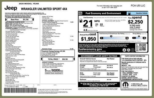 2020 Jeep Wrangler Unlimited Sport