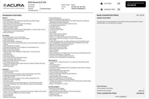 2015 Acura ILX 2.0L Technology