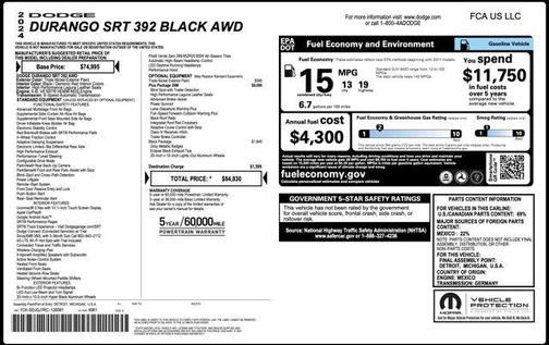 Triple Nickel 2024 Dodge Durango SRT 392 Plus AWD