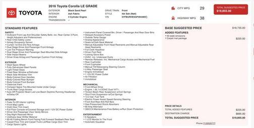 2016 Toyota Corolla LE