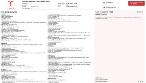 2022 Tesla Model 3 Standard Range