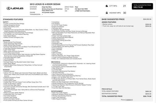 2015 Lexus IS 250 Base