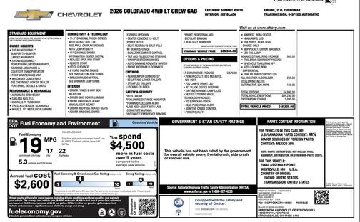 Summit White 2026 Chevrolet Colorado LT
