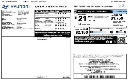 2016 Hyundai Santa Fe Sport 2.4L