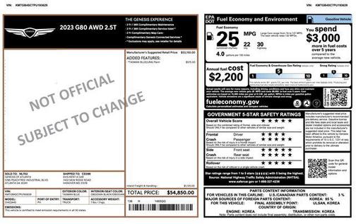 2023 Genesis G80 2.5T AWD