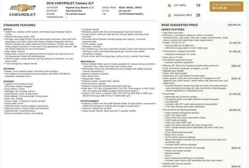 2016 Chevrolet Camaro 2LT