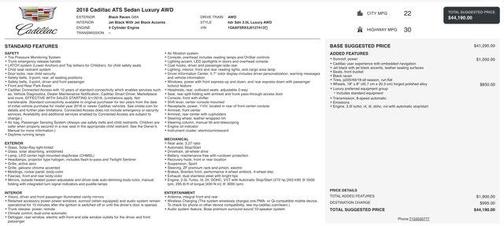 2018 Cadillac ATS 2.0L Turbo Luxury