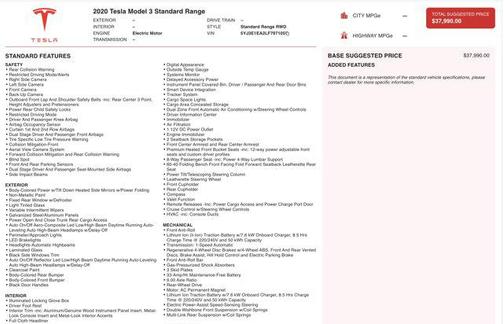2020 Tesla Model 3 Standard Range