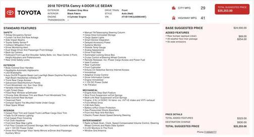 2018 Toyota Camry LE
