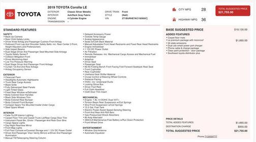 2019 Toyota Corolla LE