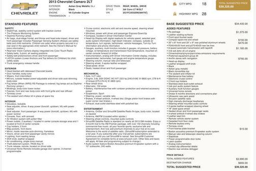 2013 Chevrolet Camaro 2LT