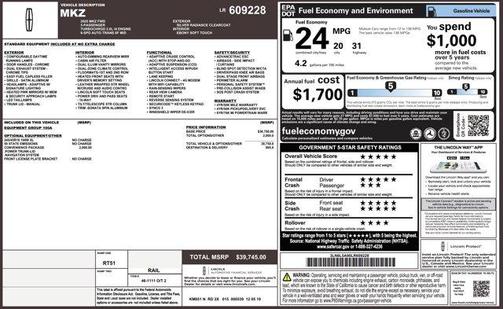 2020 Lincoln MKZ Standard