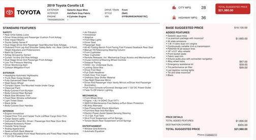 2019 Toyota Corolla LE