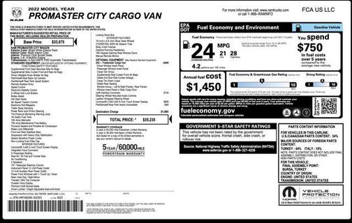 Bright White 2022 RAM ProMaster City Tradesman