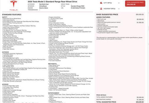 2020 Tesla Model 3 Standard Range