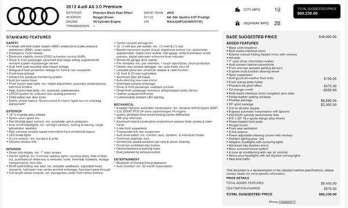 2012 Audi A6 3.0T Prestige Quattro