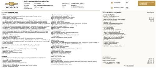 Summit White 2024 Chevrolet Malibu FWD 1LT