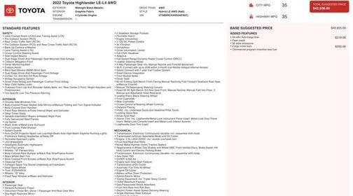 2022 Toyota Highlander Hybrid LE