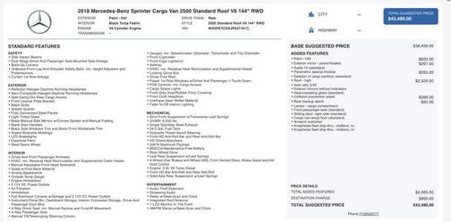 2018 Mercedes-Benz Sprinter 2500 Standard Roof