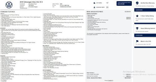 2018 Volkswagen Atlas 3.6L S