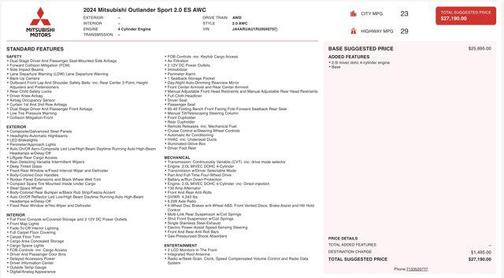 2024 Mitsubishi Outlander Sport 2.0 ES