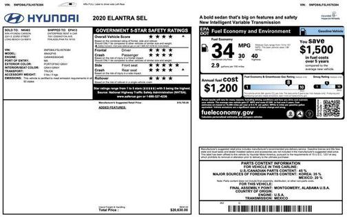 2020 Hyundai ELANTRA SEL