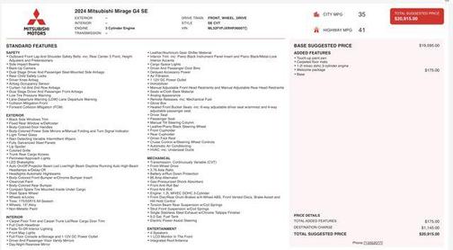 2024 Mitsubishi Mirage G4 SE