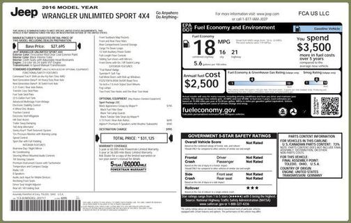 2016 Jeep Wrangler Unlimited Sport